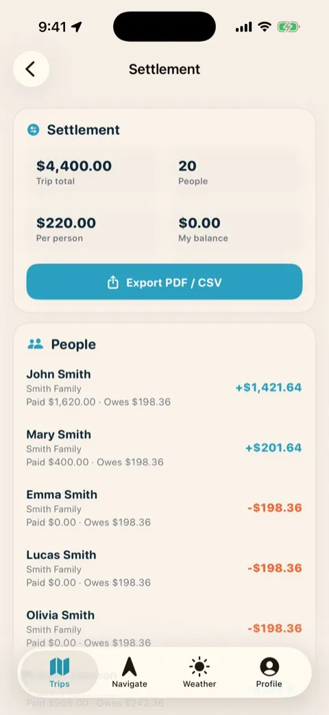 Smart settlement screen reducing group debts to the fewest payments