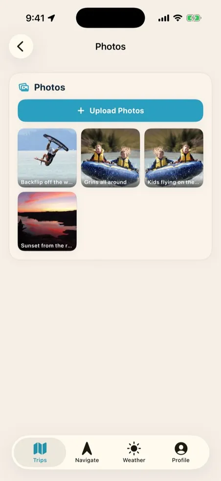 Shared trip photo gallery